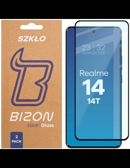 Bizon Glass Edge Duo Realme 14 5G / 14T 5G schwarzer Rahmen [2 PACK]
