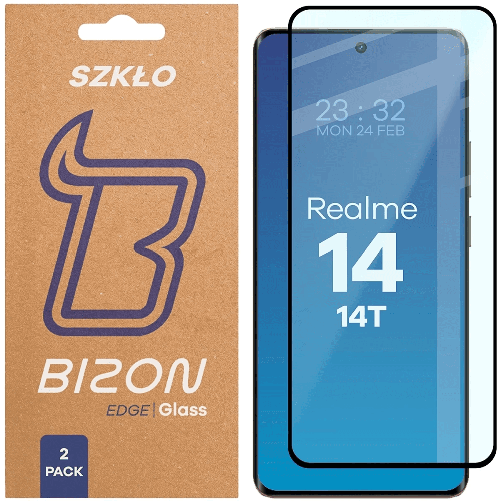 Bizon Glass Edge Duo Realme 14 5G / 14T 5G black frame [2 PACK] - 1