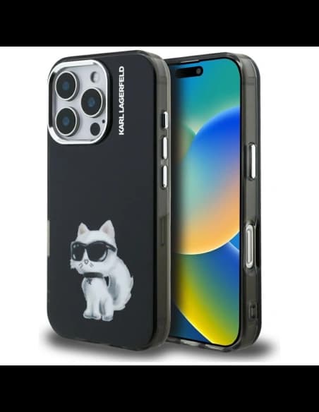Karl Lagerfeld IML Aquarelle Choupette & Logo Apple iPhone 16 Pro black