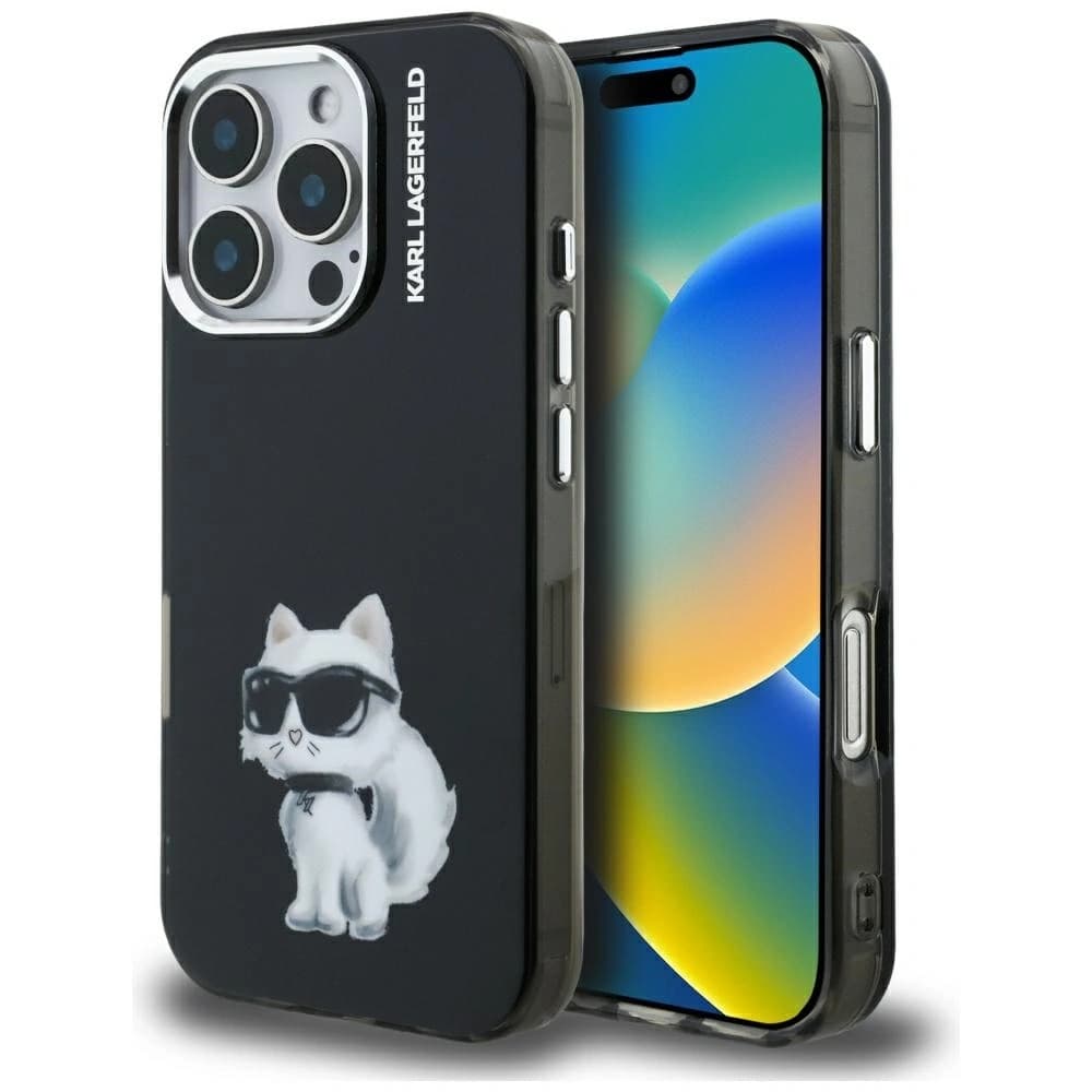 Karl Lagerfeld IML Aquarelle Choupette & Logo Apple iPhone 16 Pro Max černý
 - 1