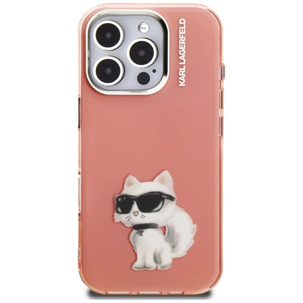 Karl Lagerfeld IML Aquarelle Choupette & Logo Apple iPhone 16 Pro Max růžový
 - 3
