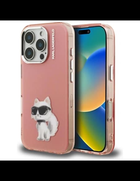 Karl Lagerfeld IML Aquarelle Choupette & Logo Apple iPhone 16 Pro pink
