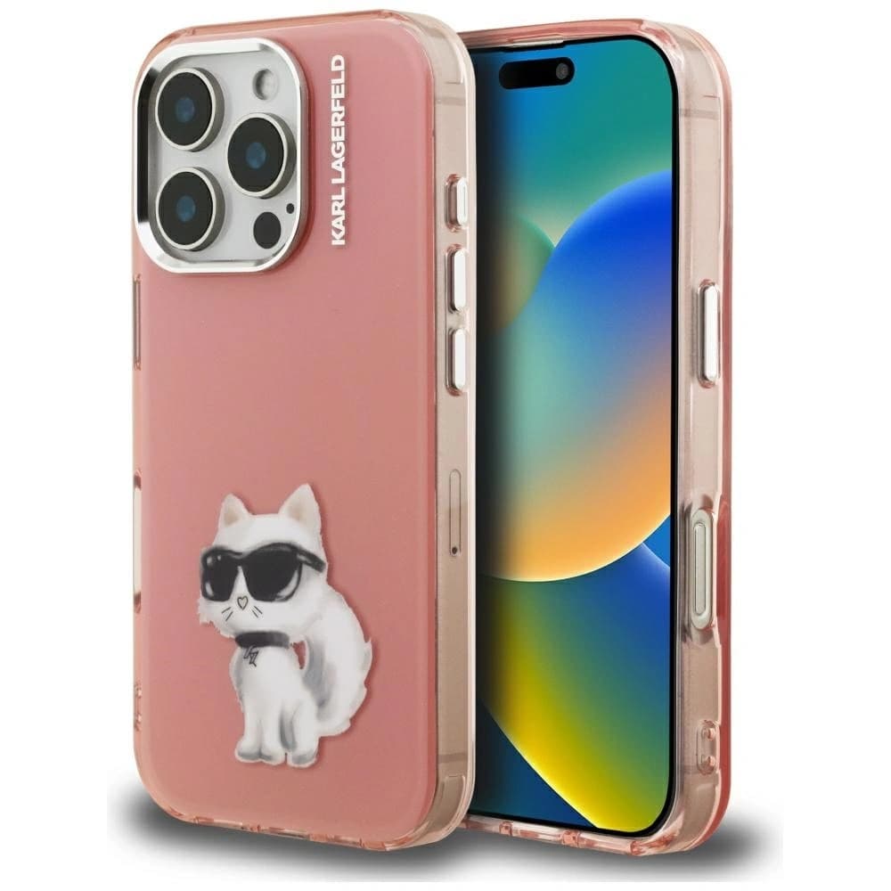 Karl Lagerfeld IML Aquarelle Choupette & Logo Apple iPhone 16 Pro pink - 1