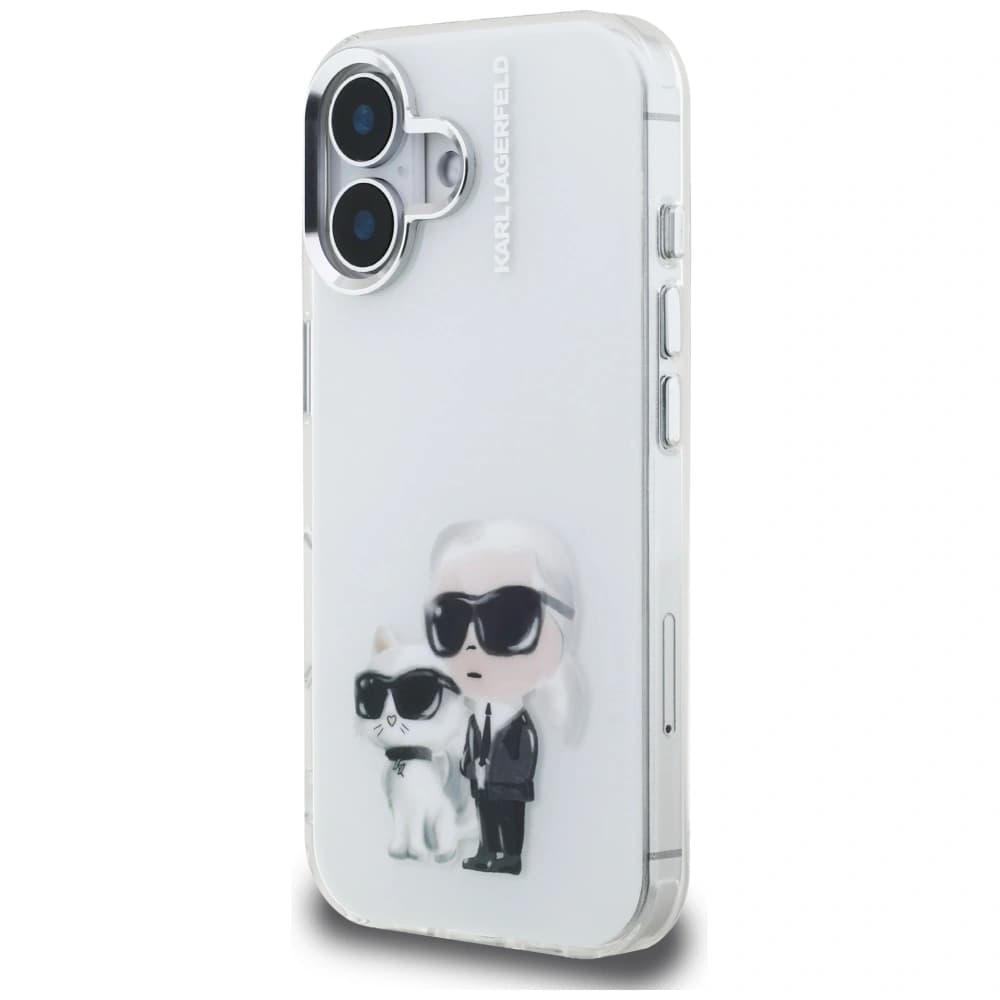 Karl Lagerfeld IML Aquarelle Karl & Choupette & Logo Apple iPhone 16 bílý
 - 2