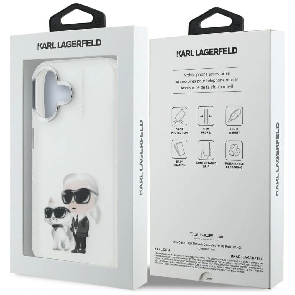 Karl Lagerfeld IML Aquarelle Karl & Choupette & Logo Apple iPhone 16 bílý
 - 8