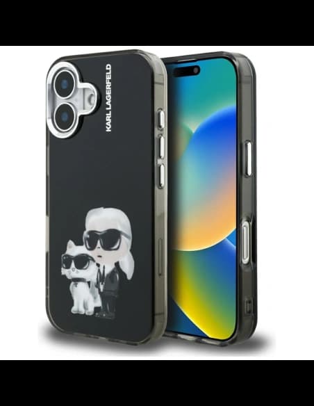 Karl Lagerfeld IML Aquarelle Karl & Choupette & Logo Apple iPhone 16 černý
