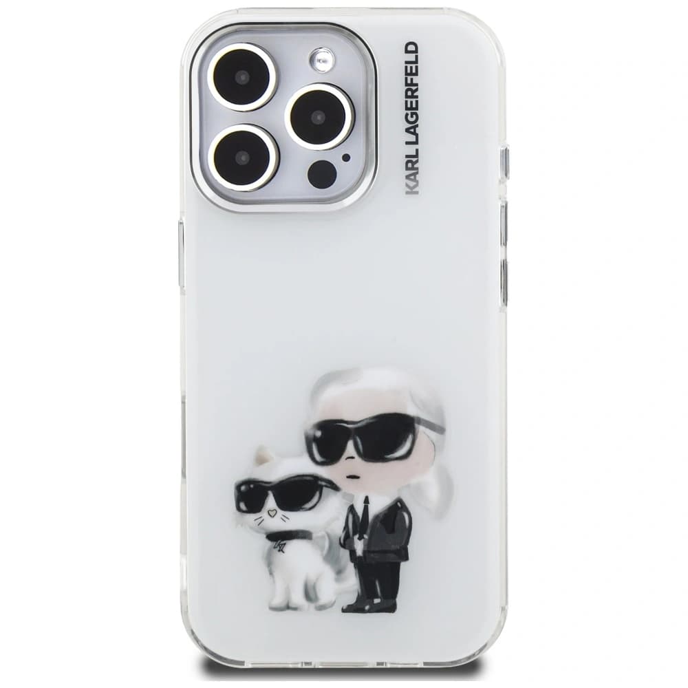 Karl Lagerfeld IML Aquarelle Karl & Choupette & Logo Apple iPhone 16 Pro Max bílý
 - 3