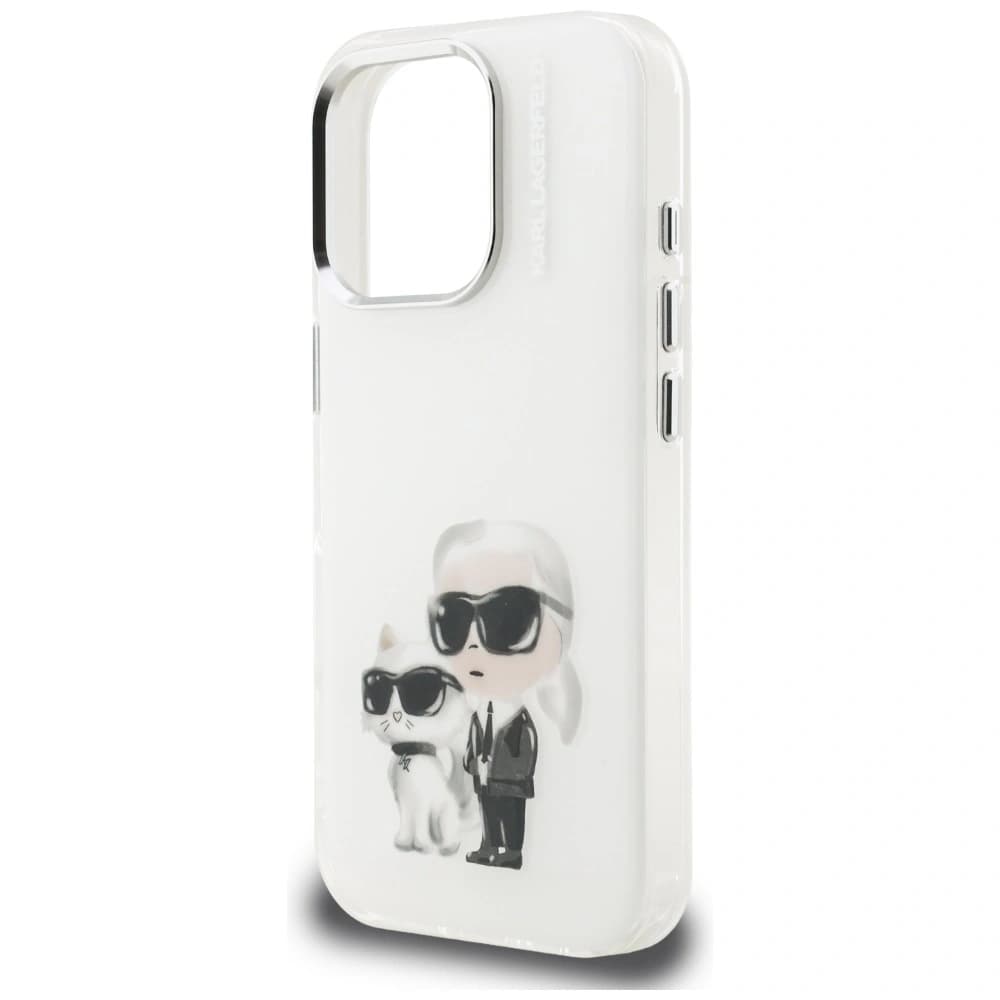 Karl Lagerfeld IML Aquarelle Karl & Choupette & Logo Apple iPhone 16 Pro Max bílý
 - 6