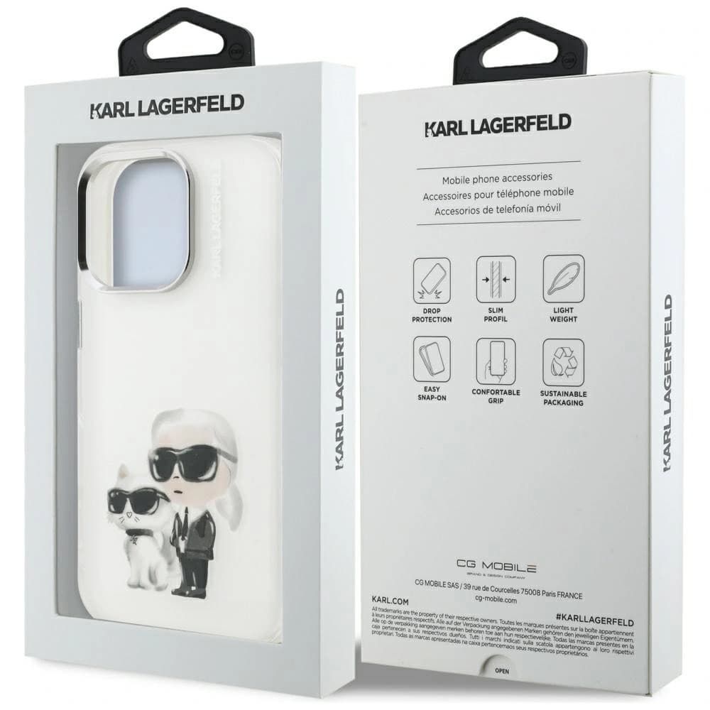 Karl Lagerfeld IML Aquarelle Karl & Choupette & Logo Apple iPhone 16 Pro Max bílý
 - 8