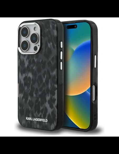 Karl Lagerfeld IML Leopard Pattern MagSafe Apple iPhone 16 Pro black