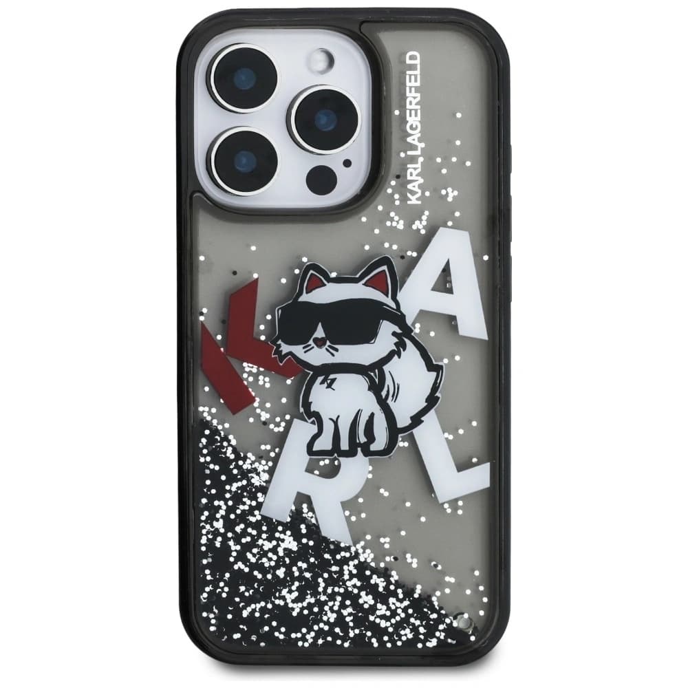 Karl Lagerfeld Liquid Glitter Choupette Logo Apple iPhone 16 Pro black - 3