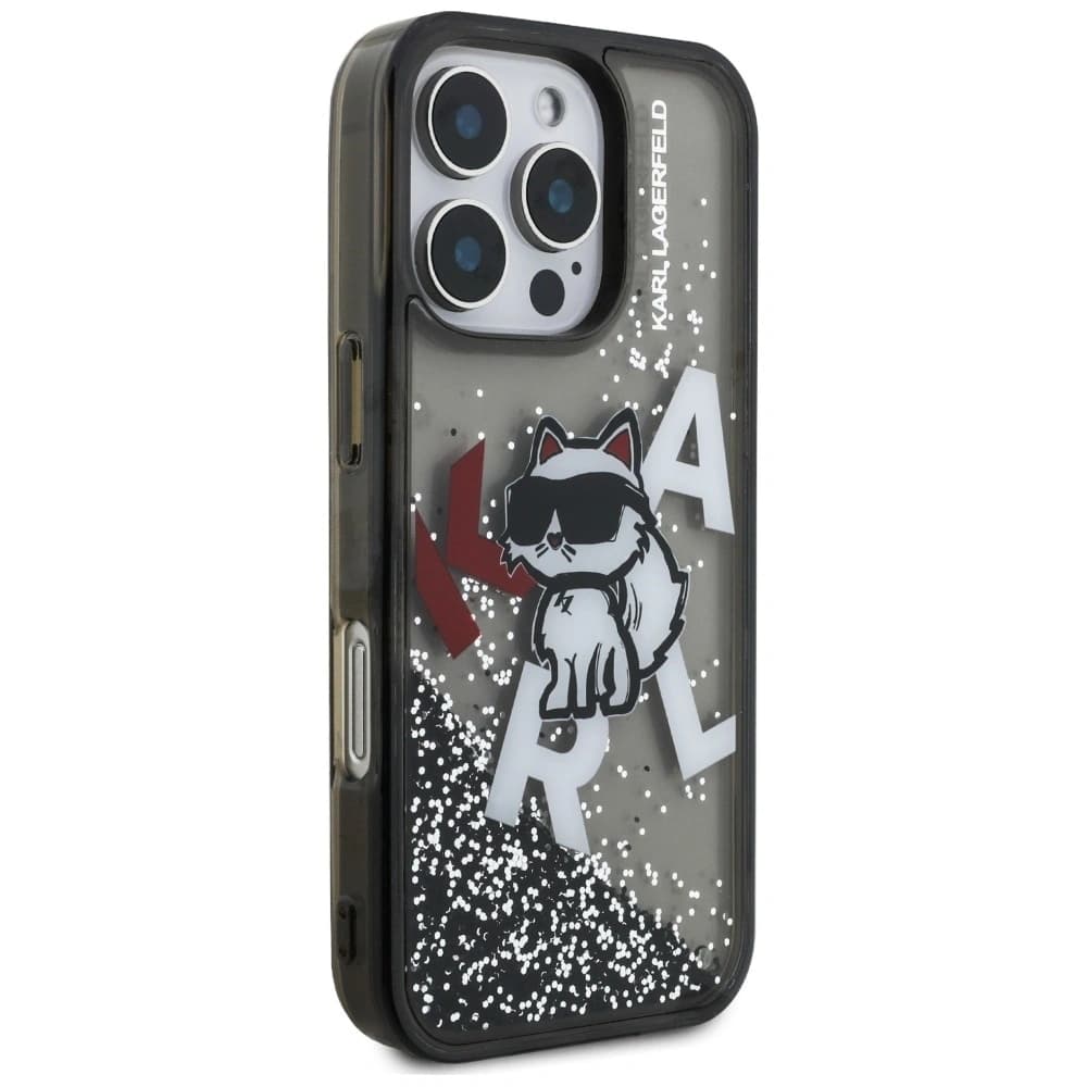 Karl Lagerfeld Liquid Glitter Choupette Logo Apple iPhone 16 Pro black - 4