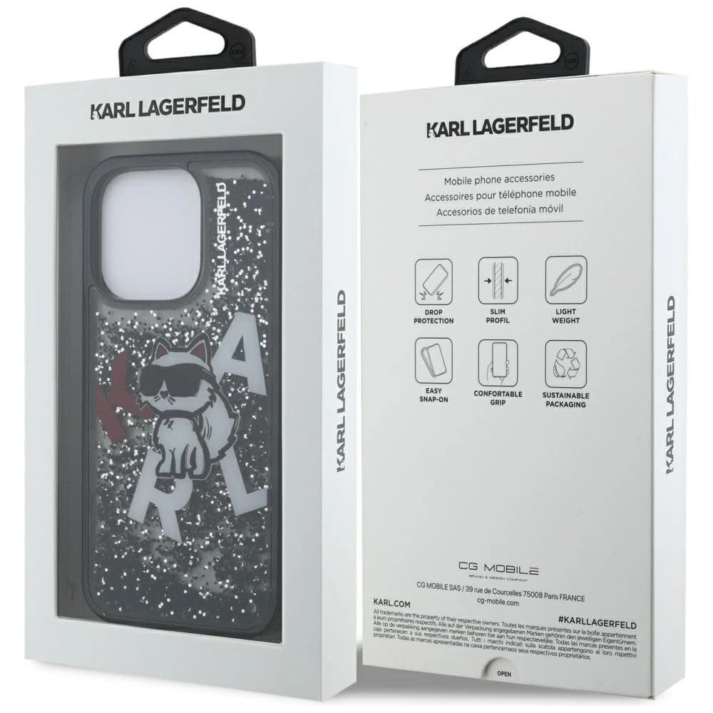 Karl Lagerfeld Liquid Glitter Choupette Logo Apple iPhone 16 Pro black - 8