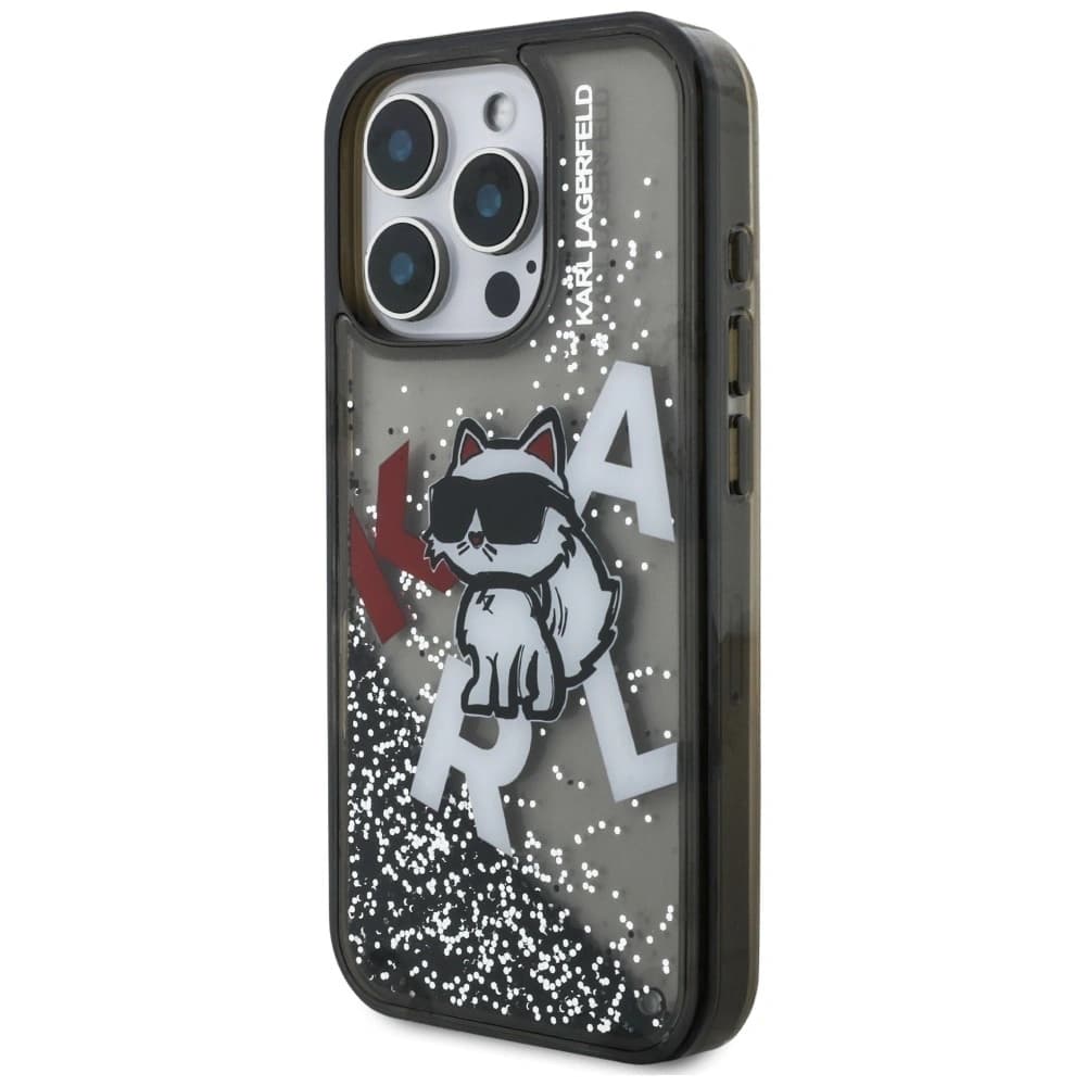 Karl Lagerfeld Glitter lichid Logo Choupette Apple iPhone 16 Pro Max negru
- 2