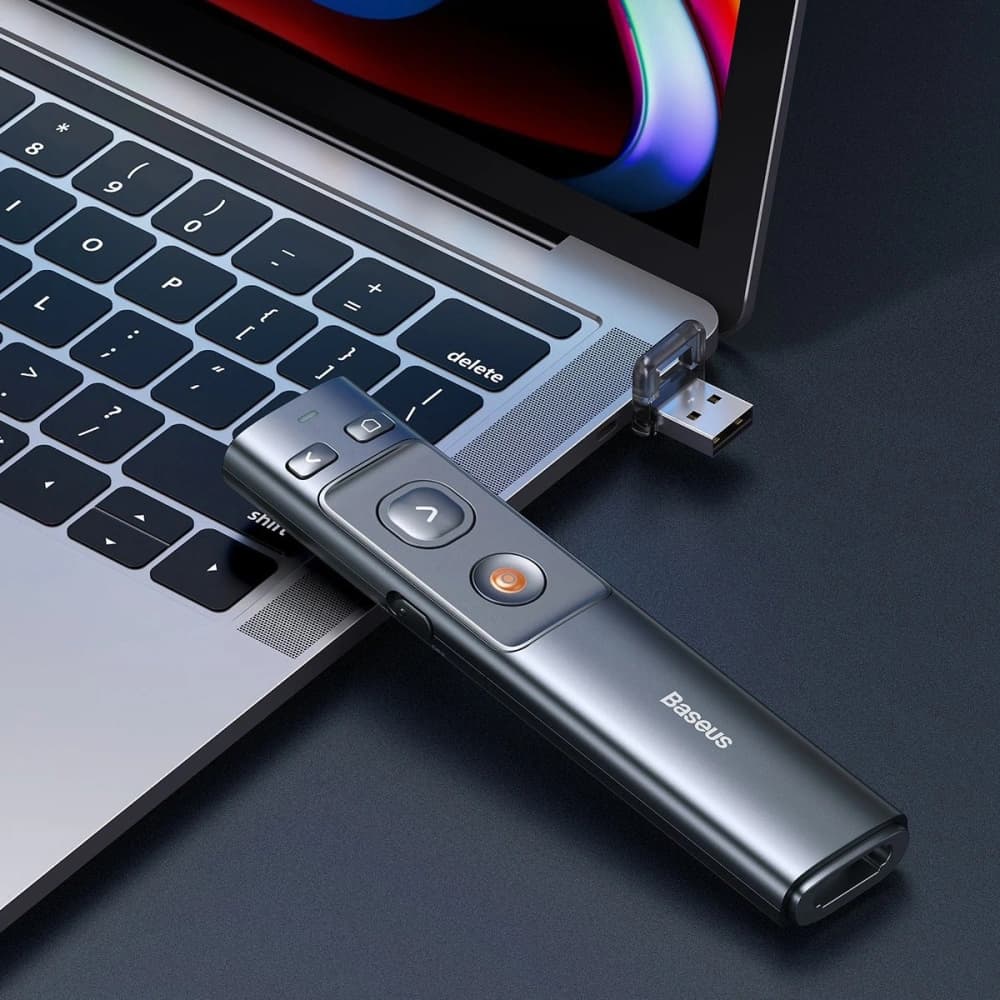 Többfunkciós távvezérlő Baseus Orange Dot bemutatókhoz, lézerpointerrel, elem nélkül (szürke) - 6