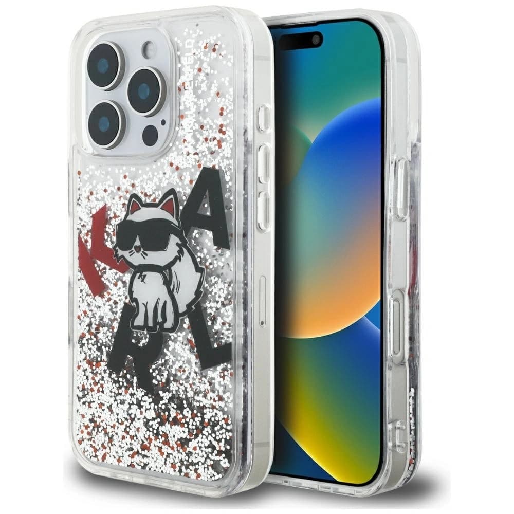 Karl Lagerfeld Liquid Glitter Choupette Logo Apple iPhone 16 Pro clear - 1