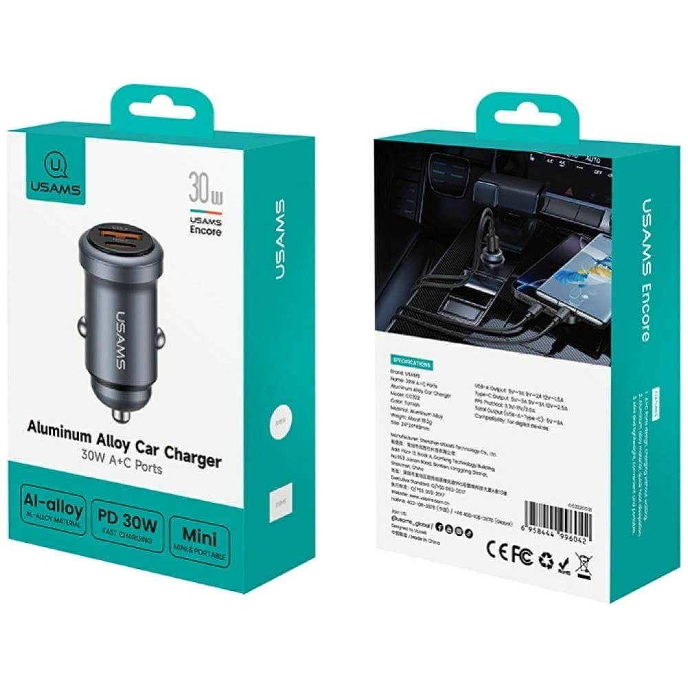 USAMS CC322 30W Autós Töltő USB-A USB-C oxidáció
 - 5
