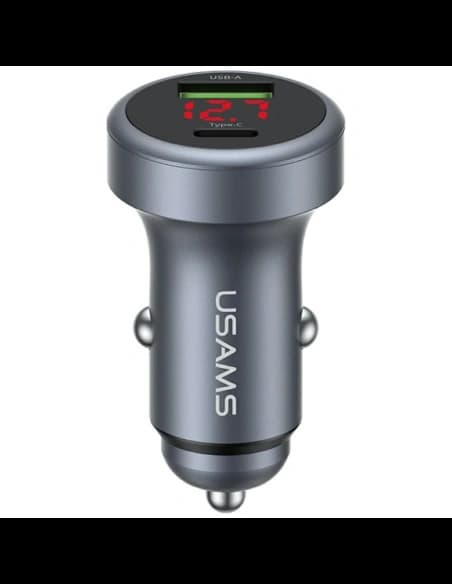USAMS CC327 Autós Töltő Alumínium 45W USB-A USB-C oxidáció
