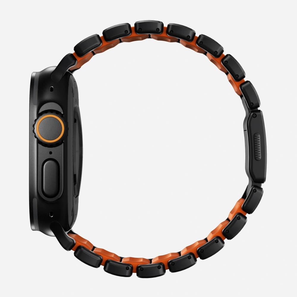 Pasek NOMAD Stratos band tytanowa bransoleta do Apple Watch 49mm z FKM (black titanium, ultra orange FKM) - 11