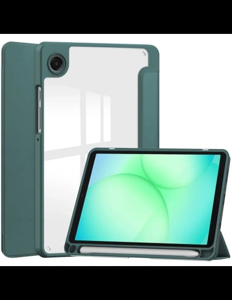 Etui z klapką Bizon Case Tab Clear Matt do Samsung Galaxy Tab A11 / A9 ciemnozielone
