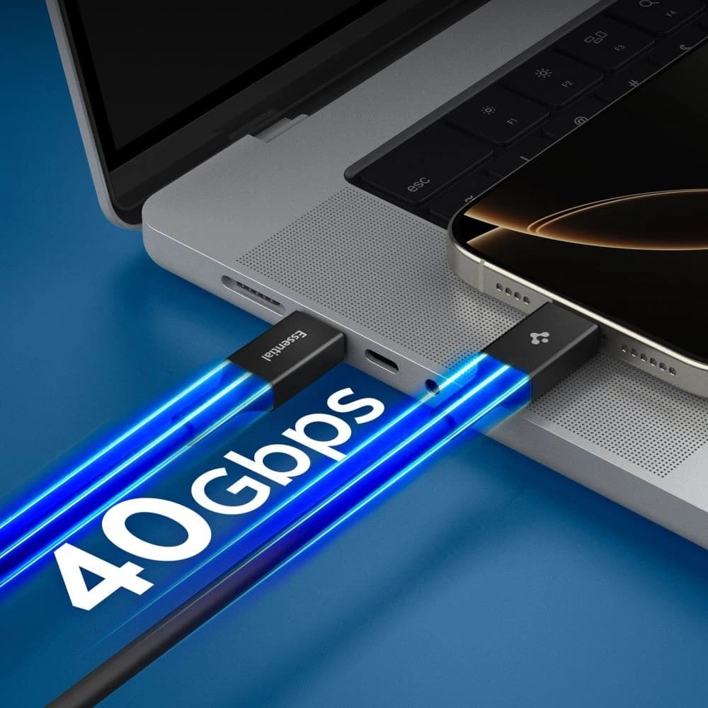 Spigen EB24012CC Essential USB-C Kábel 240W 120cm Fekete
 - 4