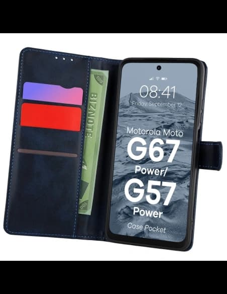 Bizon Case Pocket Motorola Moto G57 Power / G67 Power tengerészkék
