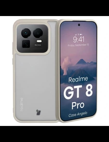 Bizon Case Angelo Realme GT 8 Pro semi-transparent mit einem beigen Rahmen