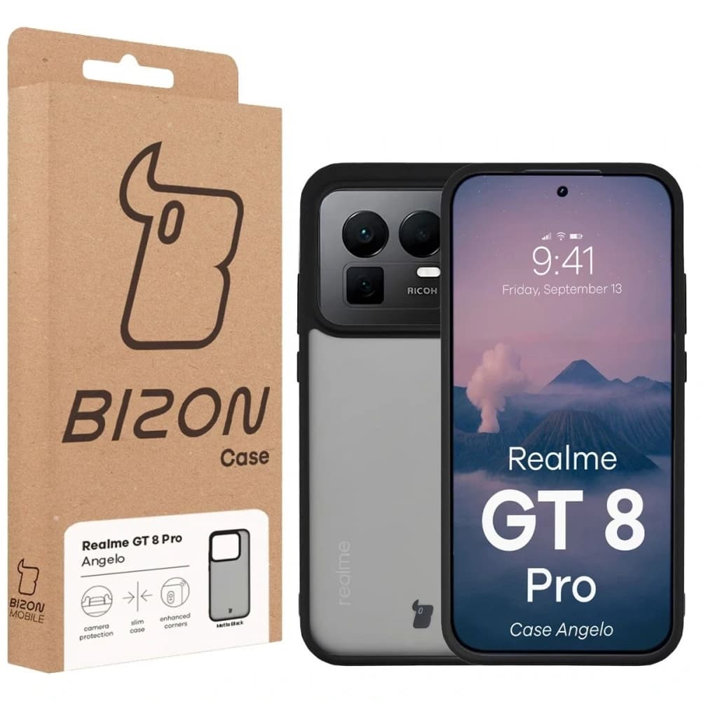 Bizon Case Angelo Realme GT 8 Pro rauchig mit einem schwarzen Rahmen
- 6