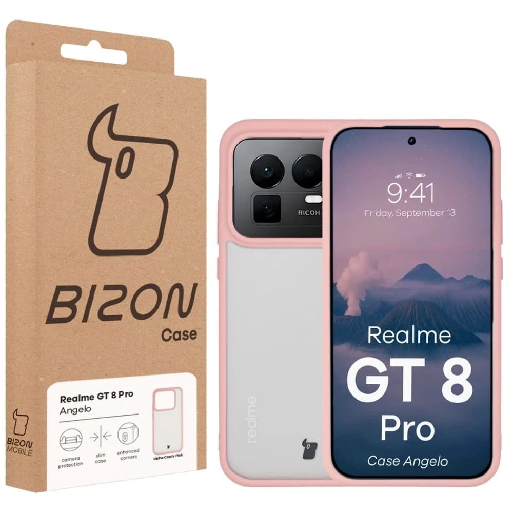 Bizon Case Angelo Realme GT 8 Pro semi-transparent mit einem hellrosa Rahmen
- 6