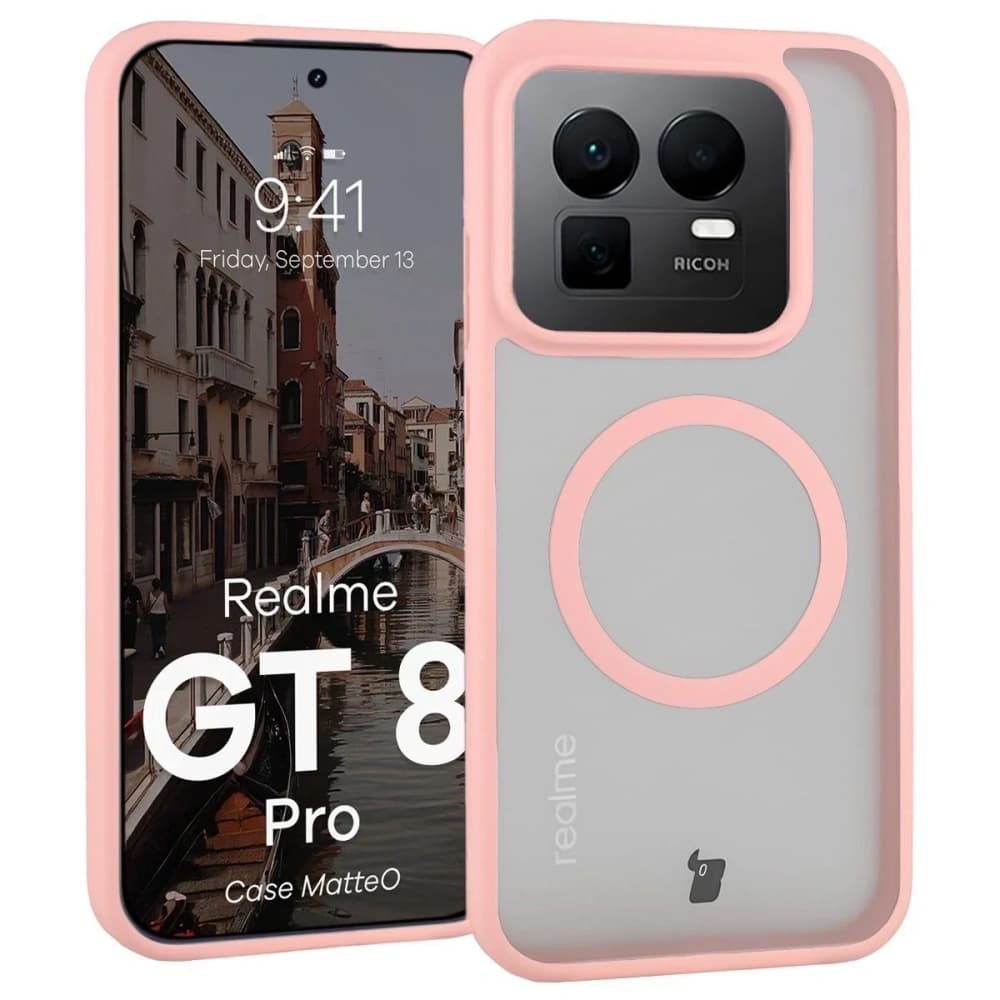 Bizon Case MatteO Magnetic Realme GT 8 Pro rauchig hellrosa