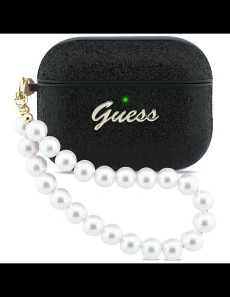 Guess Glitter Pearl Strap Apple AirPods Pro 3 schwarz 
