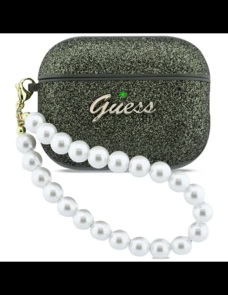 Guess Glitter Pearl Strap Apple AirPods Pro 3 khaki 
