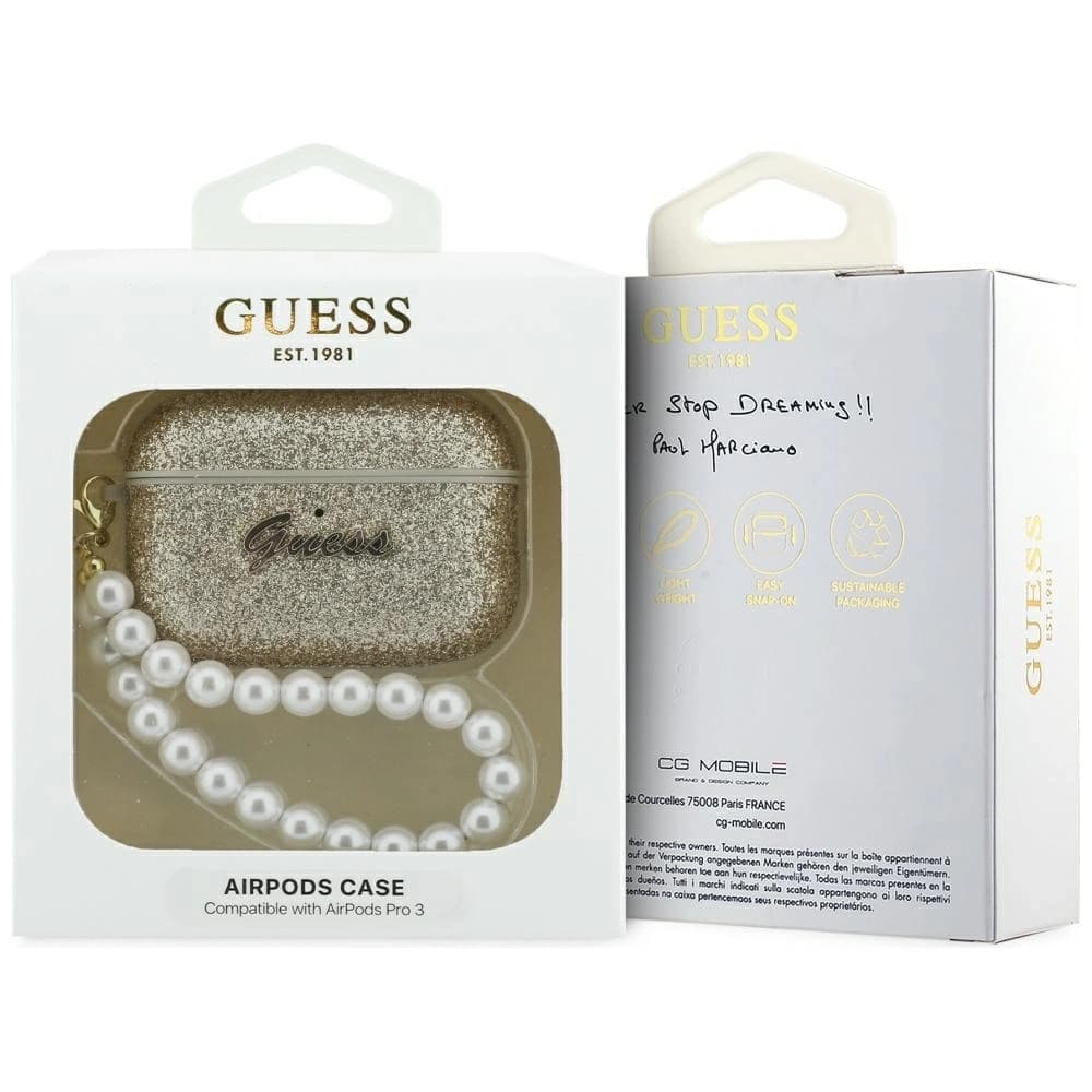 Guess Glitter Pearl Strap Apple AirPods Pro 3 gold 
 - 4