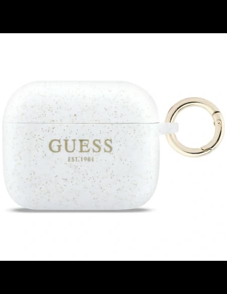 Guess Silicone Glitter Ring Apple AirPods Pro 3 weiß 

