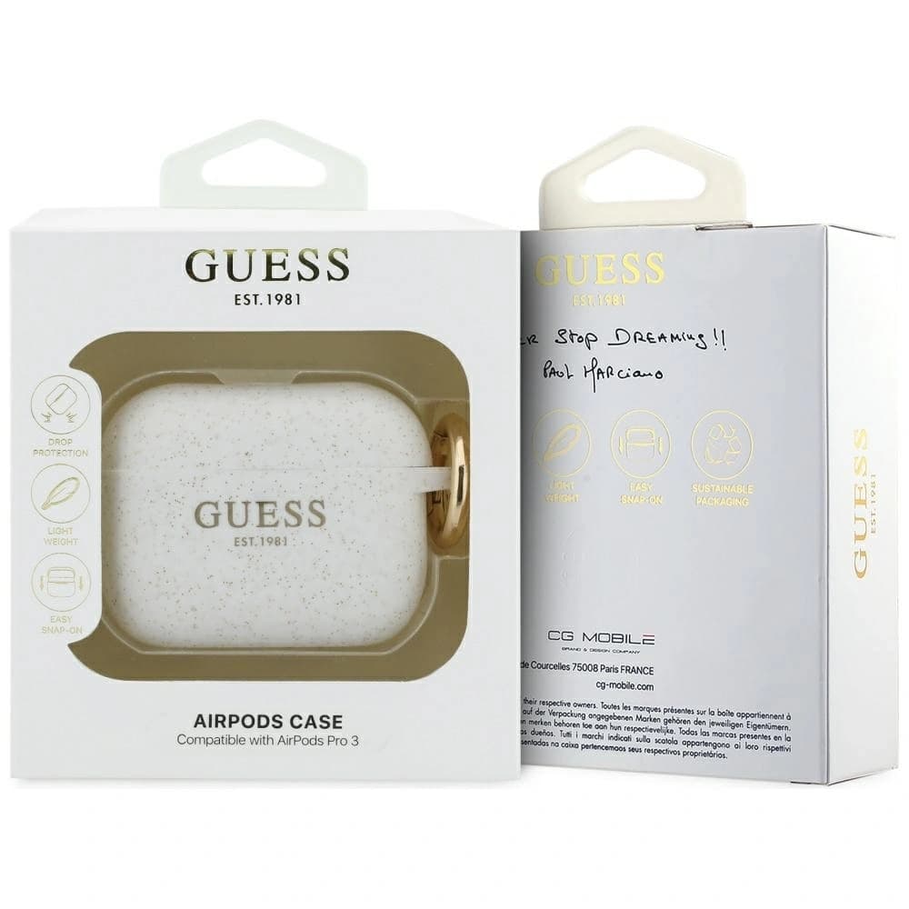 Guess Silicone Glitter Ring Apple AirPods Pro 3 alb
 - 4