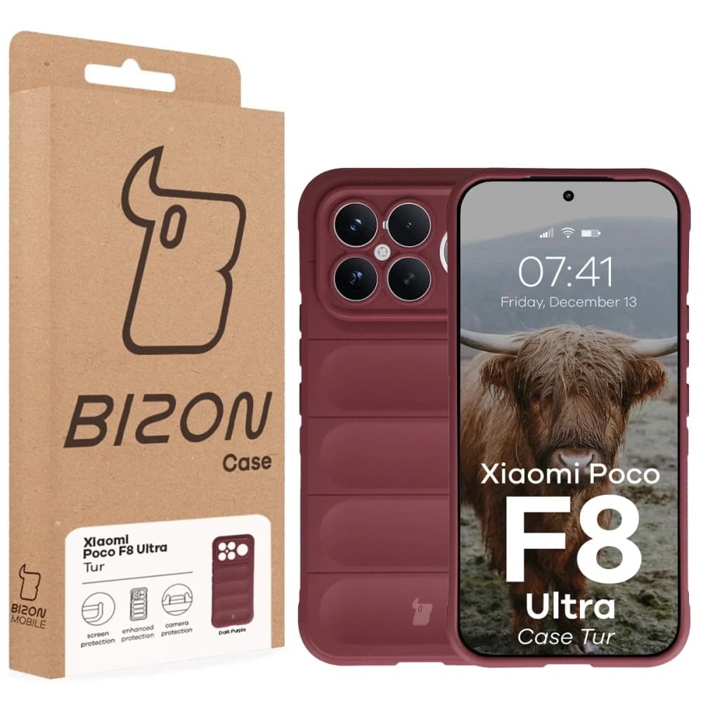 Etui rezistent Bizon Case Tur pentru Xiaomi POCO F8 Ultra, burgund
 - 8