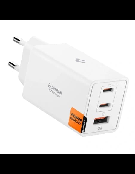 Spigen Essential EE673EU 2xUSB-C, USB-A síťová nabíječka 67W bílá