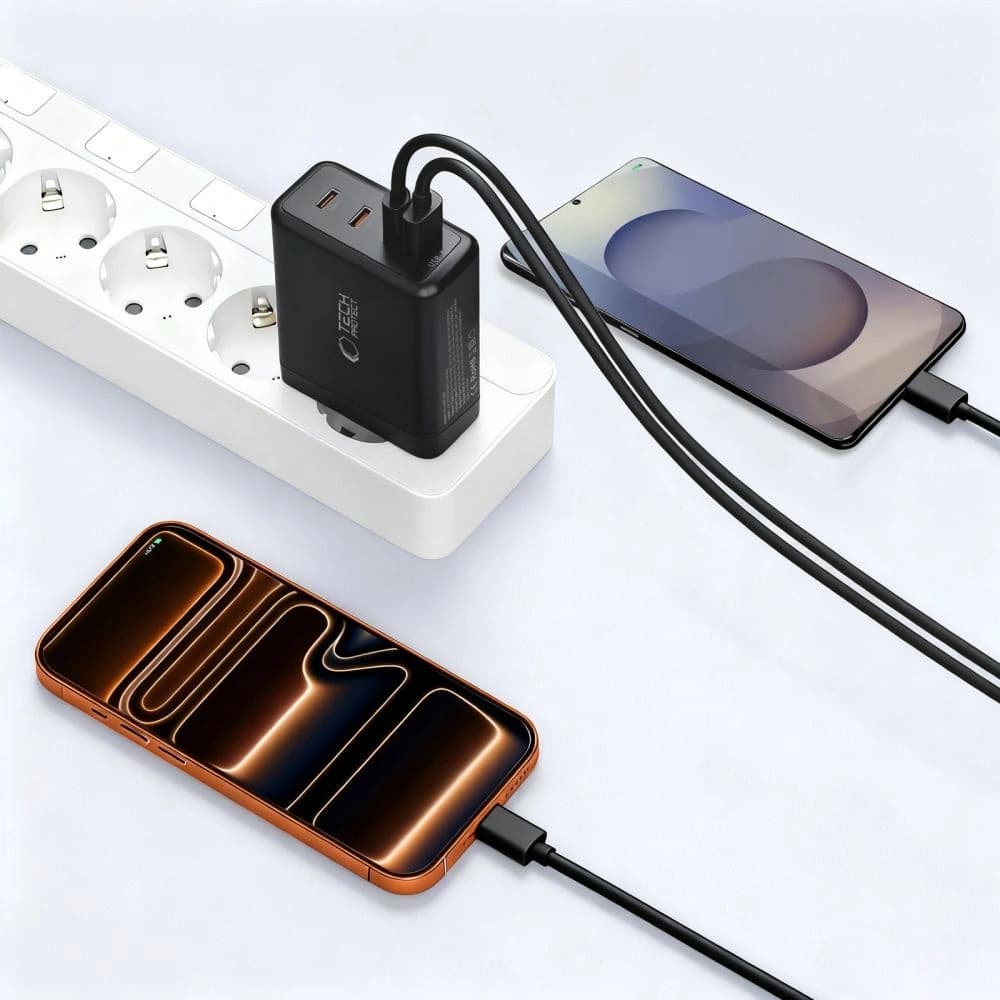 Tech-Protect NC120W-GAN Încărcător de rețea cu 4 porturi PD 120W / QC3.0 Negru
 - 7
