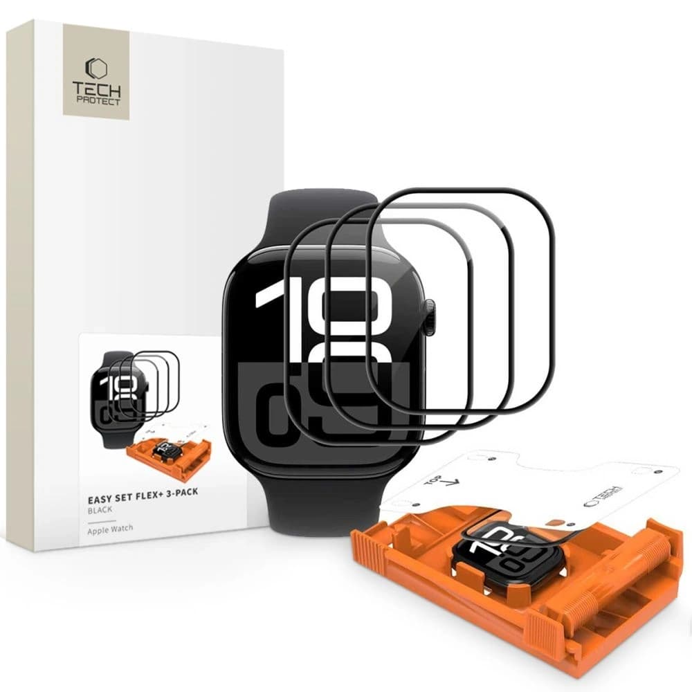Tech-Protect Easy Set Flex+ Apple Watch 4 / 5 / 6 / SE 1 / 2 / 3 40mm Fekete [3 CSOMAG]
 - 1