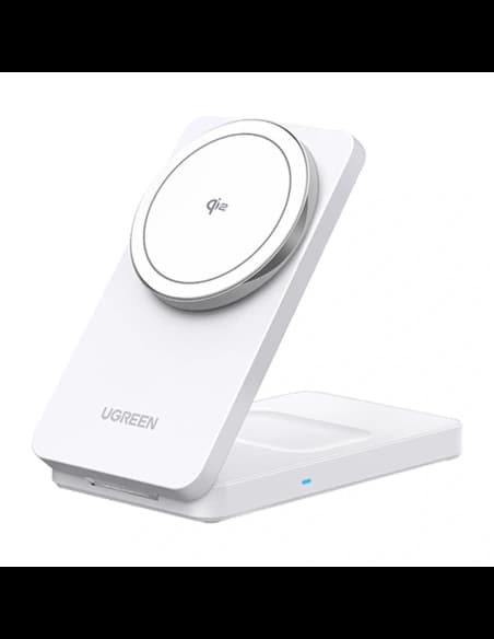Magnetyczna ładowarka bezprzewodowa 2w1 UGREEN W706 MagSafe 15W (biała)