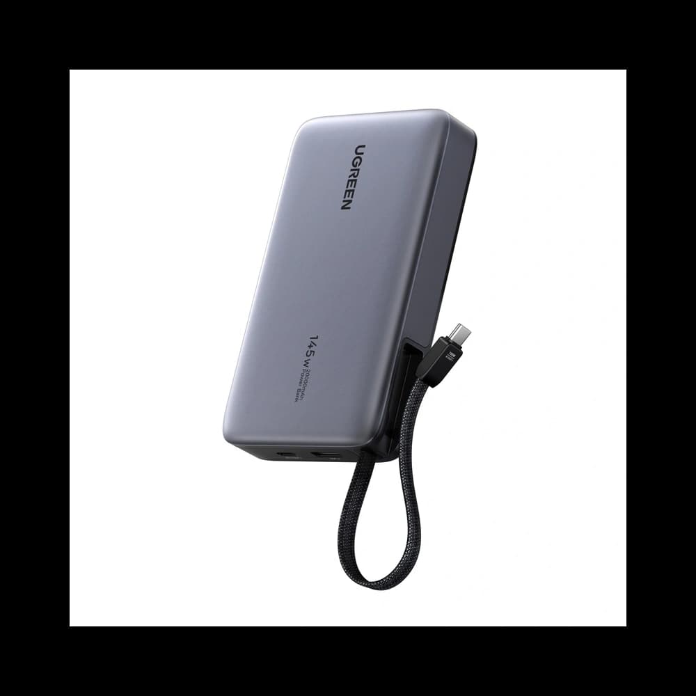 Ugreen PB551 Powerbank 20000mAh 145W USB-A, USB-C + beépített kábel (szürke) - 1