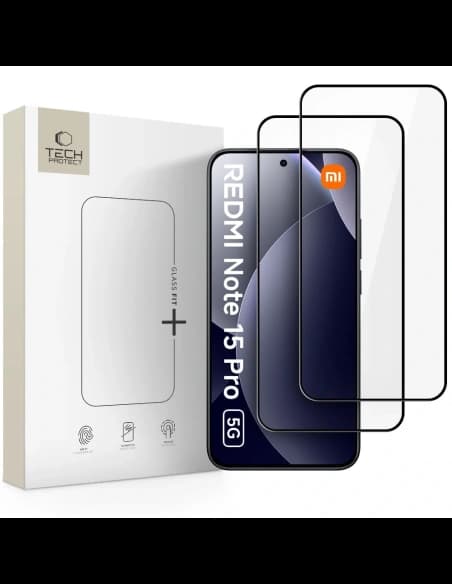 Tech-Protect Glass Fit+ Xiaomi Redmi Note 15 Pro 5G Negru [2 PACHET]
