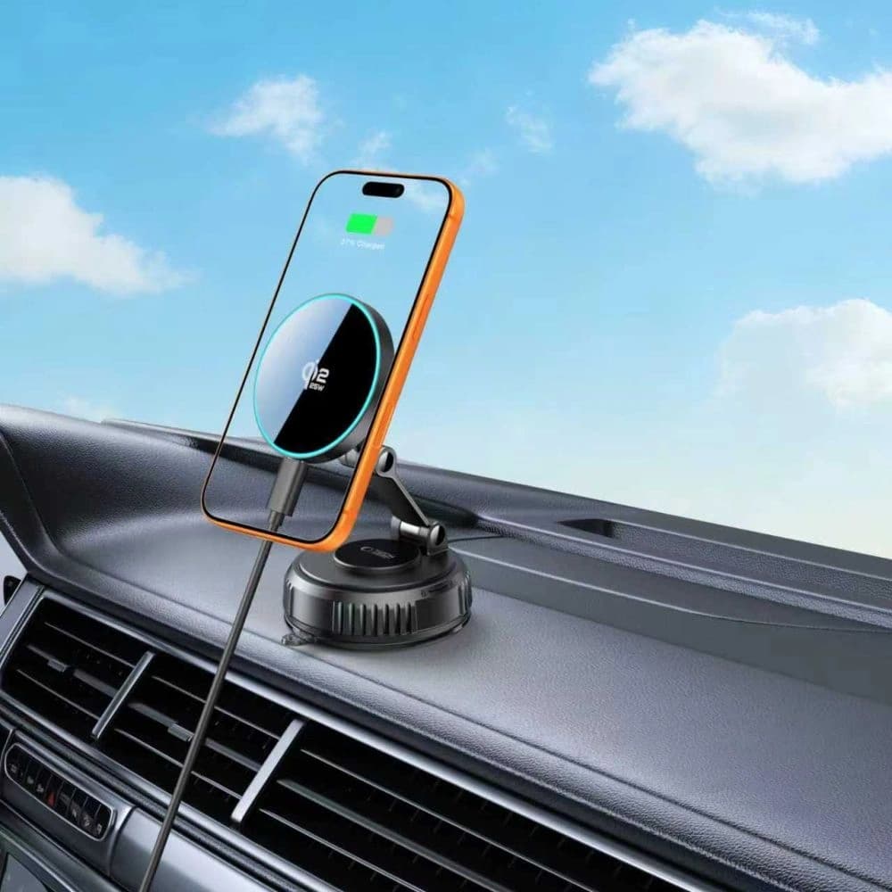 Uchwyt z ładowarką bezprzewodową Tech-Protect MM25W-V8 Qi2.2 Magnetic MagSafe Windshield & Dashboard Car Mount Wireless Charger 25W Black - 8