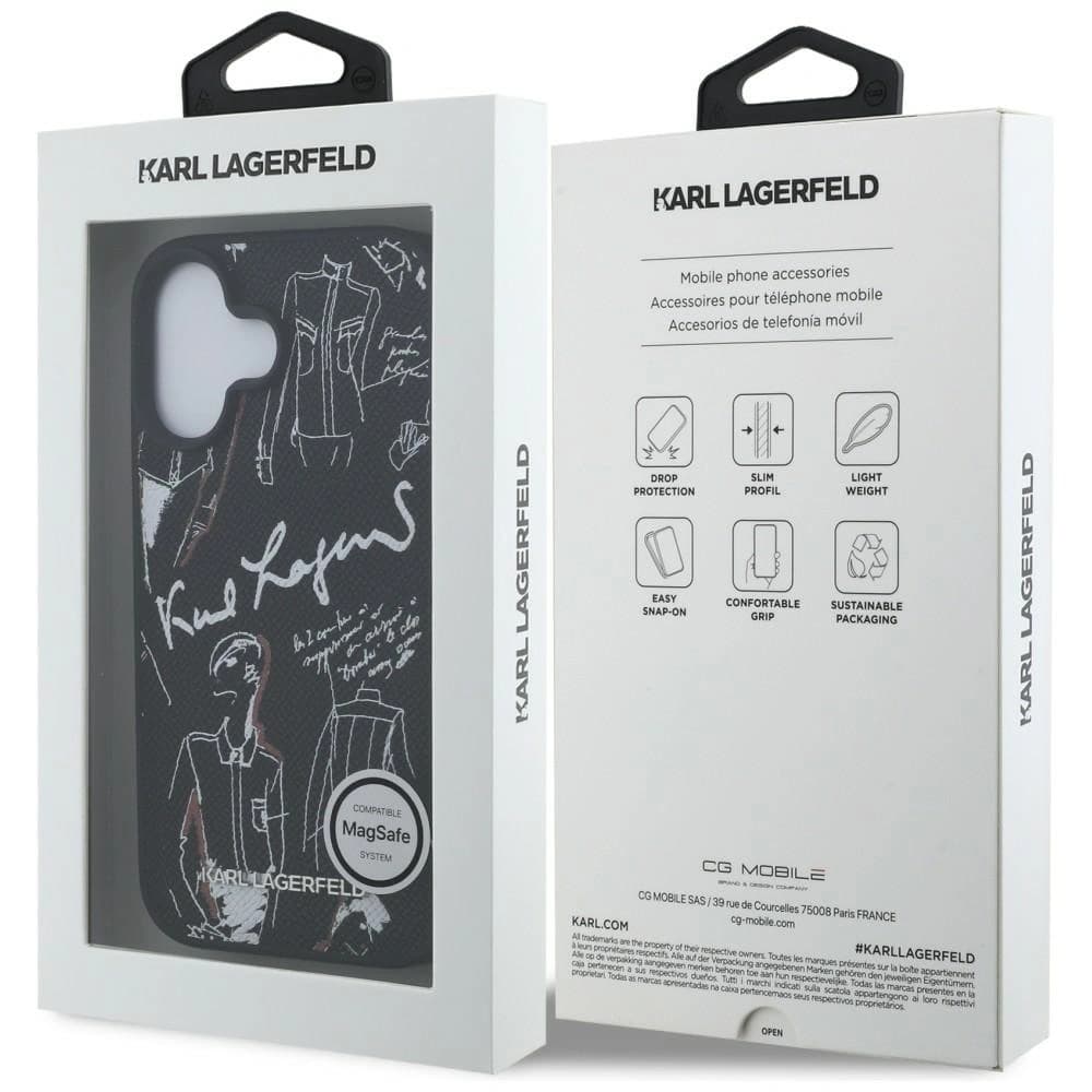 Karl Lagerfeld Grained Pattern & Logo MagSafe Apple iPhone 16 černý
 - 8