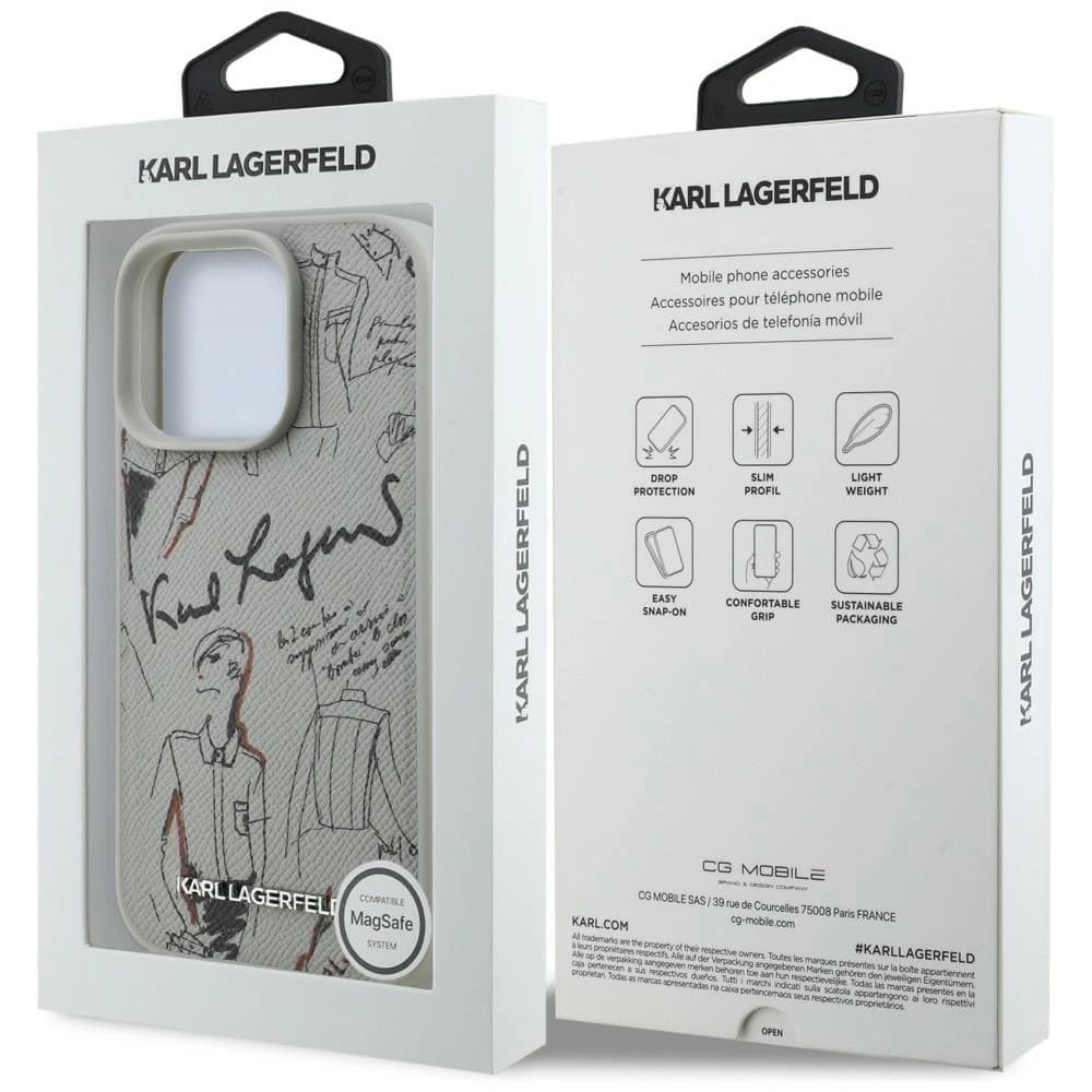 Karl Lagerfeld Grained Pattern & Logo MagSafe Apple iPhone 16 Pro Max šedý
 - 8