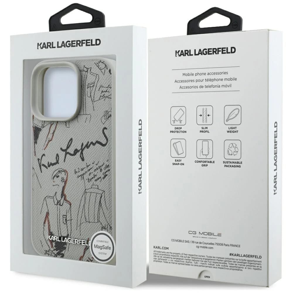 Karl Lagerfeld Grained Pattern & Logo MagSafe Apple iPhone 16 Pro szürke
- 8
