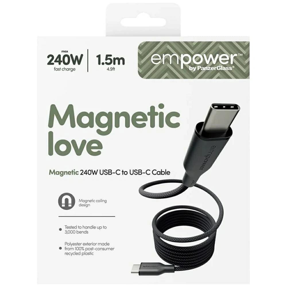 Cable by PanzerGlass Magnetic Empower 240W USB-C / USB-C 1.5m fekete
 - 6