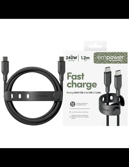Cable by PanzerGlass Racing Empower 240W USB-C / USB-C 1.2m fekete
