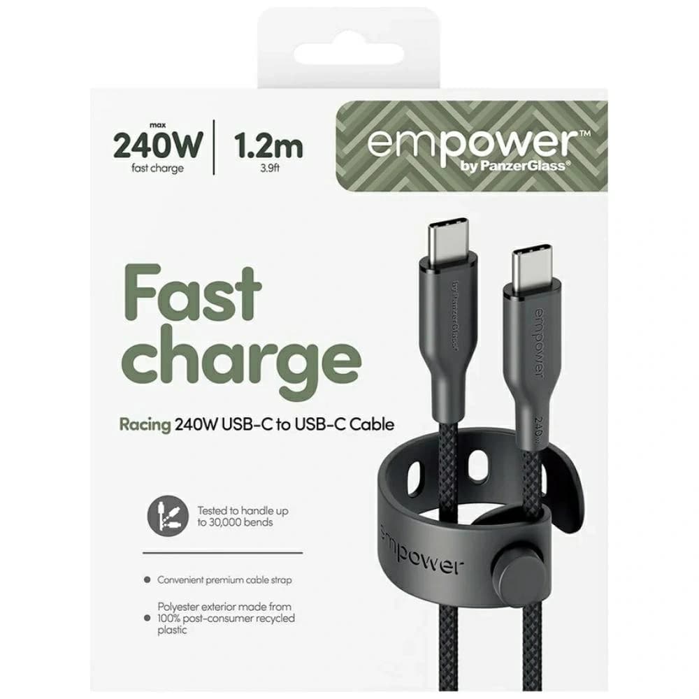 Cable by PanzerGlass Racing Empower 240W USB-C / USB-C 1.2m fekete
 - 6