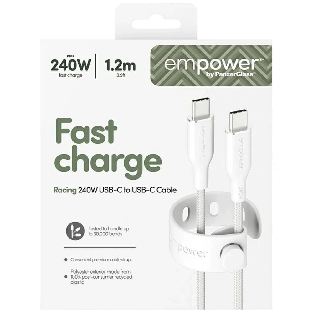 Cable by PanzerGlass Racing Empower 240W USB-C / USB-C 1.2m ezüst-fekete
 - 6